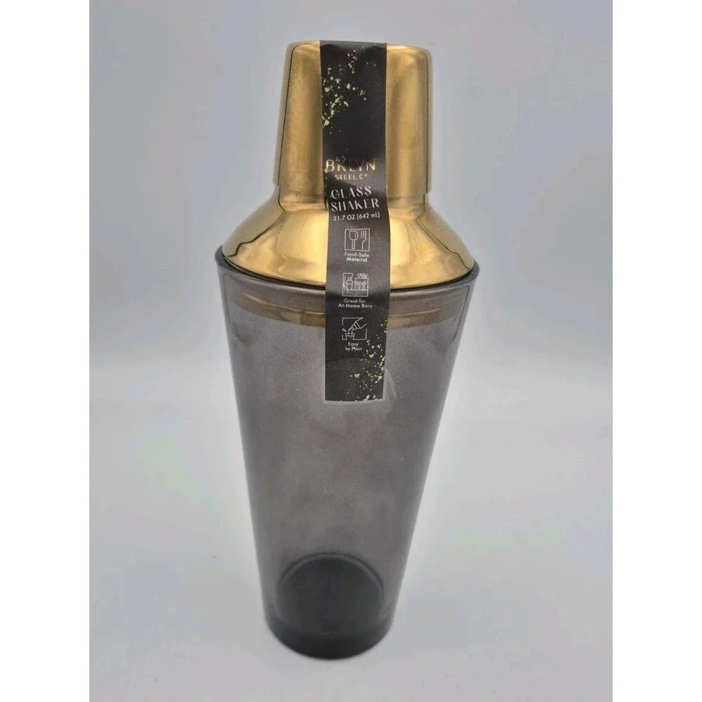 Brooklyn Steel Co Glass W/metal Top Cocktail Shaker  - Glass Pre-owned Never Usd